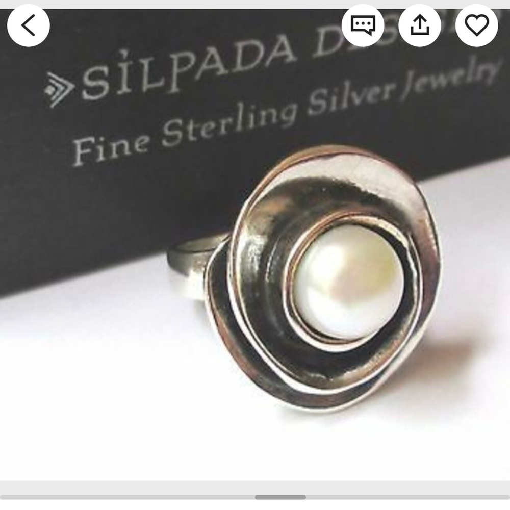 Very Rare Silpada Lily Pearl Ring!